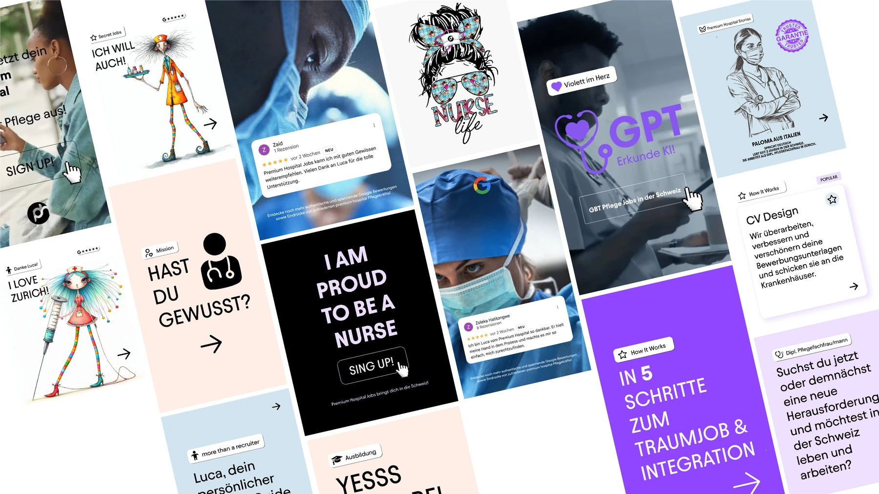Premium Hospital Jobs · Recruiting im Pflegebereich · Brand Strategy by Creative Consulting Corinne Bresch